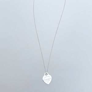 Tiffany & Co Return to Tiffany Small Sterling Silver Heart Tag Charm & 16” Chain